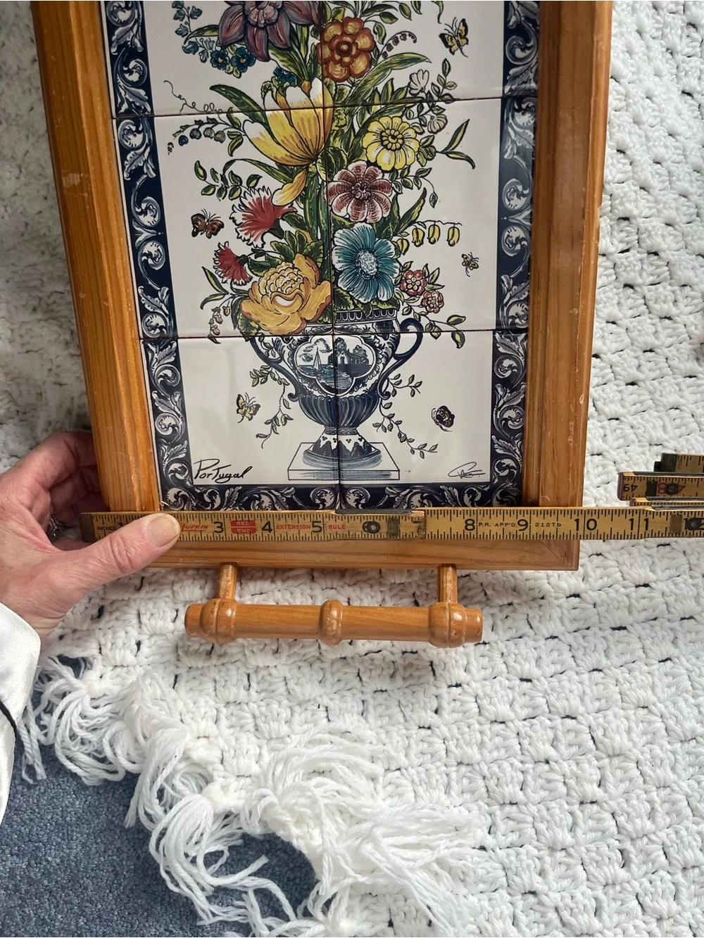 Decorative Floral Tile Wall Art in Multi-Color - made in Portugal artist signed
